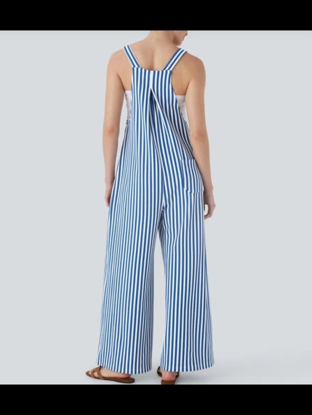 Halara Striped Waffle Overalls With Pockets - Picture 3 of 8